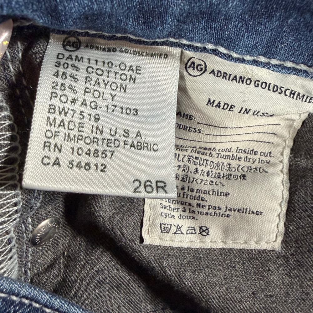 AG Adriano Goldschmied The Stilt Cigarette Jeans Dark Wash 26R Made in USA‎ - Picture 8 of 10